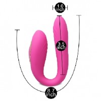 Couples Vibrator w/Rotation, Remote Control, 10 Function, Silicone, PINK